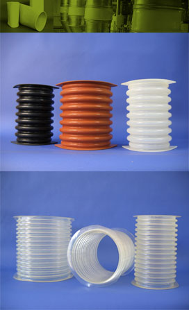 Molded corrugated sleeve rubber polyurethane